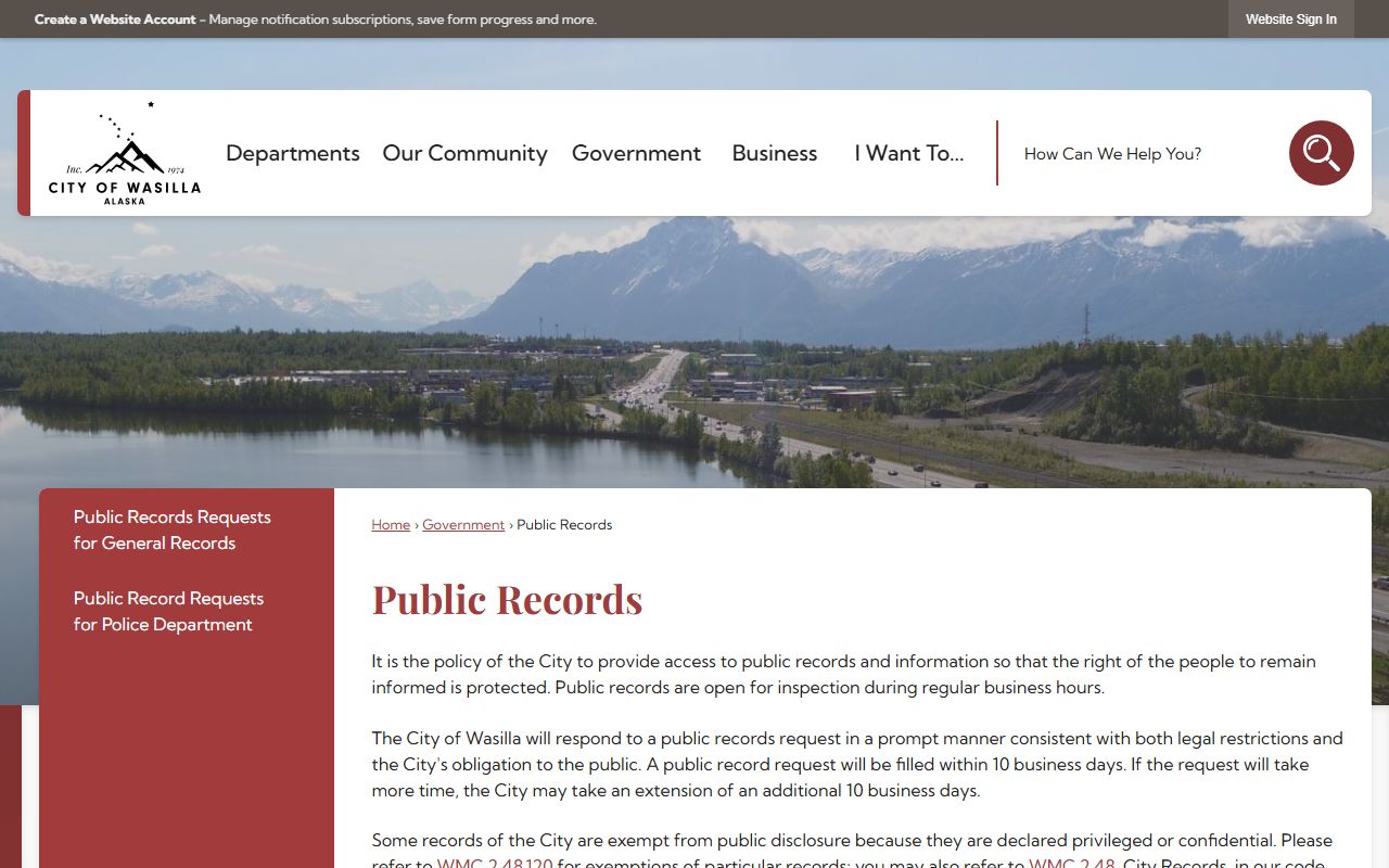 Wasilla bench warrants police records request portal