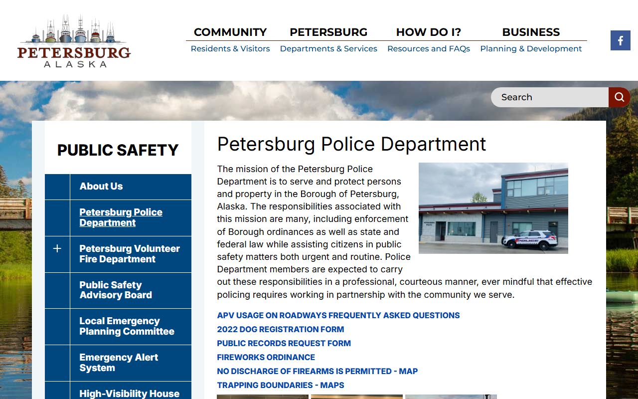 Petersburg Police Department bench warrants page screenshot
