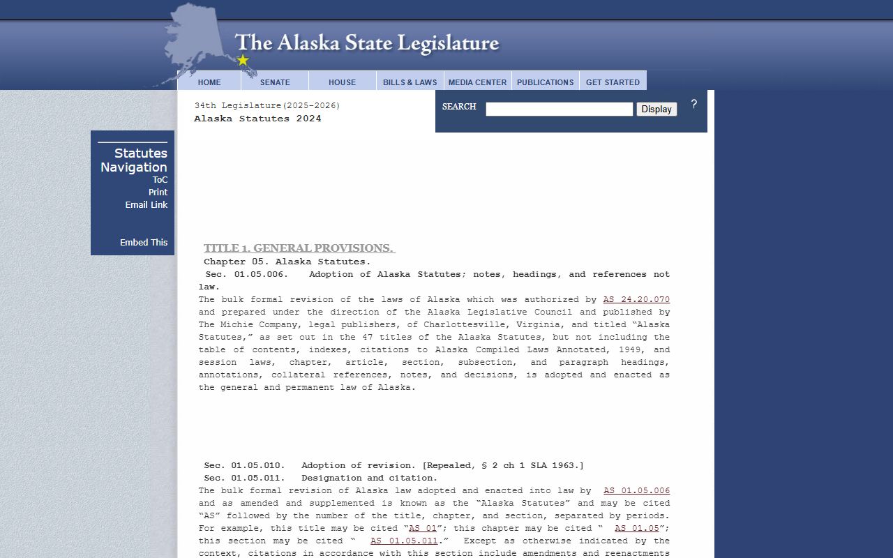 Alaska Statutes page for bench warrants screenshot